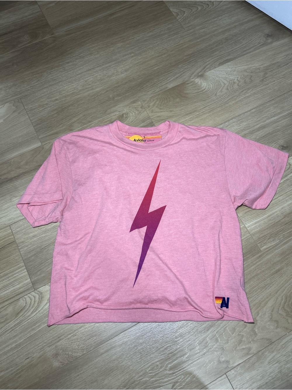 Aviator Nation Pink Lightning Bolt Short Sleeve Tee